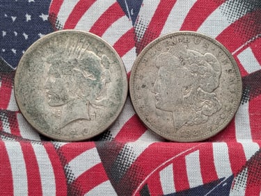 (2) 90% Silver Dollars, 1921 Morgan and 1923 Peace Low Grade