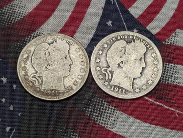 (2) Barber Quarters 1911-P and S
