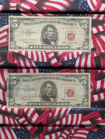 (2) $5 Red Seals both 1963