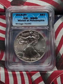 2015-P American Silver Eagle .999 Fine Silver One Troy Ounce by ICG MS69