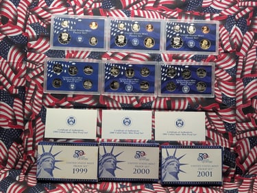 1999-S, 2000-S & 2001-S U.S. Mint Proof Sets in OGP (3 SETS)