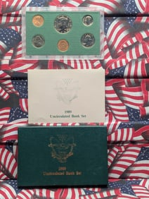1989-P Uncirculated Bank Set in Display Box w/ COA " Rare Set"