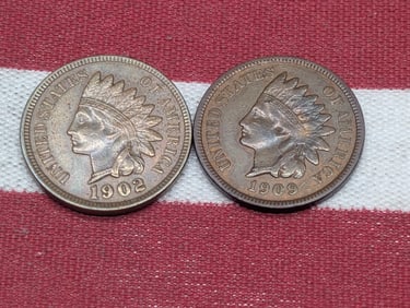 1909 *VF/XF* & 1902 *AU* Indian Head Cents (2 PCS)
