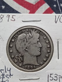 1895 Barber Half Dollar VG Early Better Date