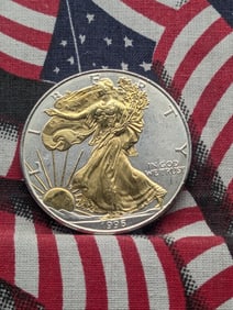 Gold *LAYERED* Lady Liberty - 1996 American Silver Eagle .999 Fine Silver One Troy Ounce