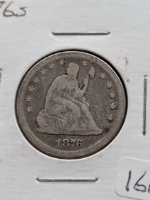 1876-S- Seated Lib Quarter F