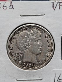 1906-D Barber Quarter VF30 Very Nice Coin