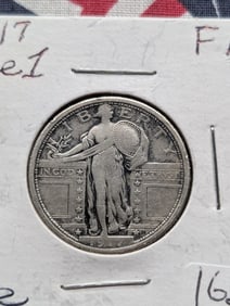 1917 Type 1 Standing Liberty Quarter Key Date F/5