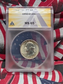 1950-D Washington Quarter ANACS MS65
