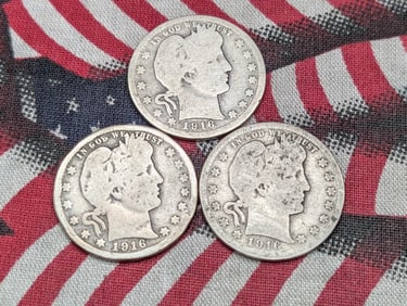 (3) 1916-D Barber Quarters