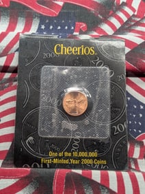 2000 Lincoln Memorial Cent - Cheerios Millennium Penny in Display w/ COA