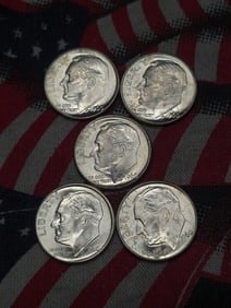 (5) 1960-D Roosevelt Dimes All High BU's