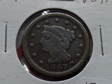 1847 Large Cent VG/F