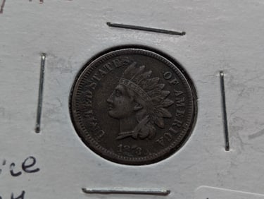 1873 Open"3" Indian Head Cent F Nice Key Date