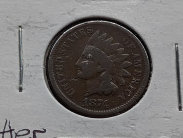 1874 Indian Head Cent VG Better Early Date