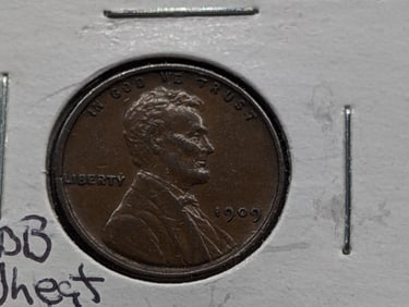 1909 VDB Lincoln Cent AU55 Bold VDB Full Wheat Heads all lines bold