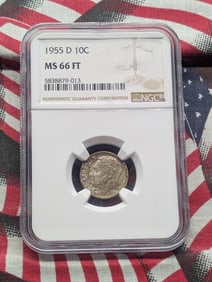 1955-D Roosevelt Silver Dime - NGC MS66 FT