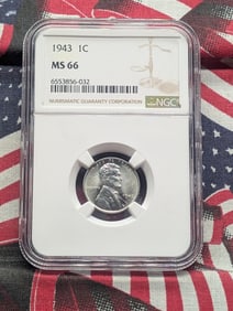 1943 Lincoln Steel Wheat Cent - NGC MS66