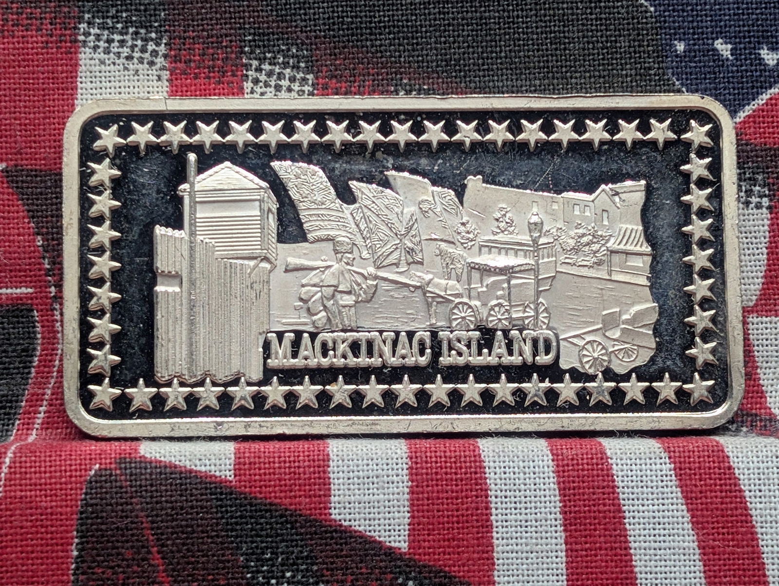 1 Oz. .999 FINE SILVER Wonders of America - Mackinac Island Designed Art Bar: 1 Oz. .999 FINE SILVER Wonders of America - Mackinac Island Designed Art Bar