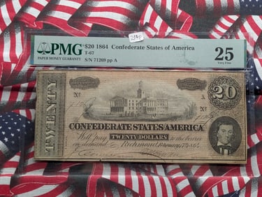$20 1864 CSA T-67 PMG VF25
