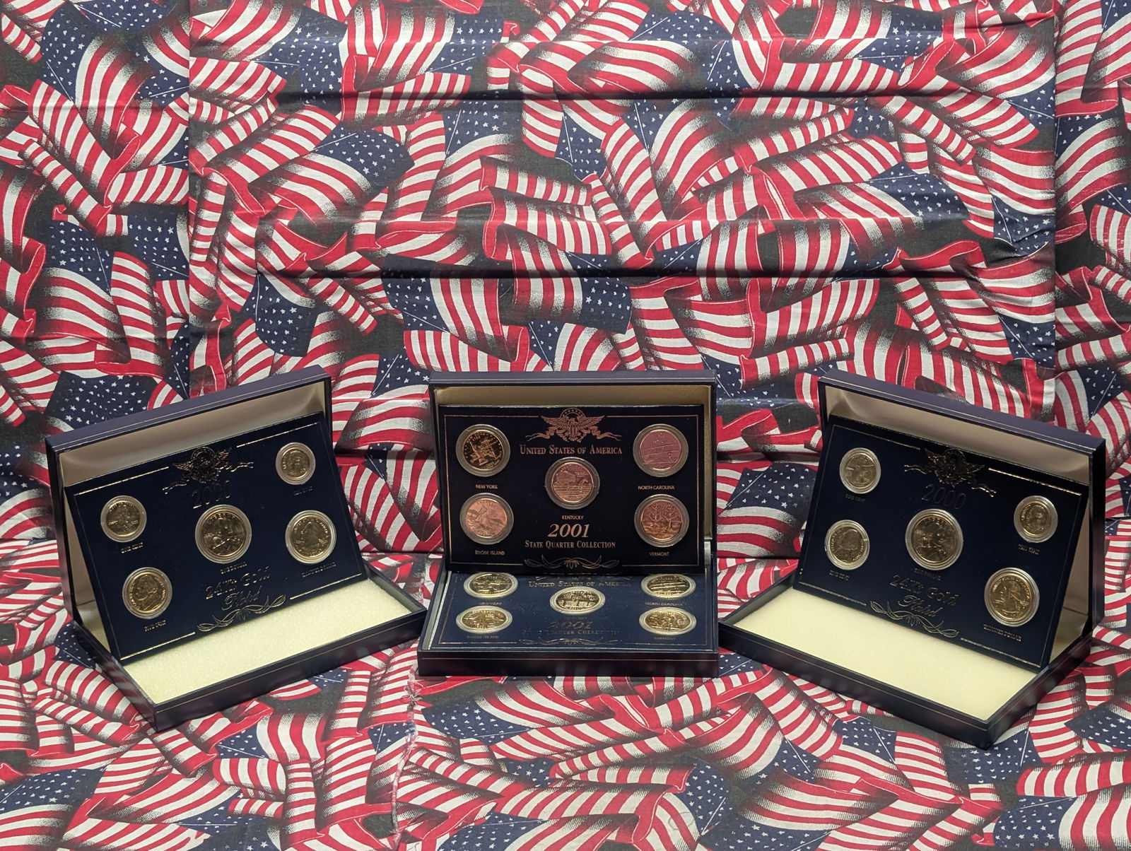 (2) 2000 P&D & (1) 2001 P&D Gold *LAYERED* Statehood Quarters (1 of 9)