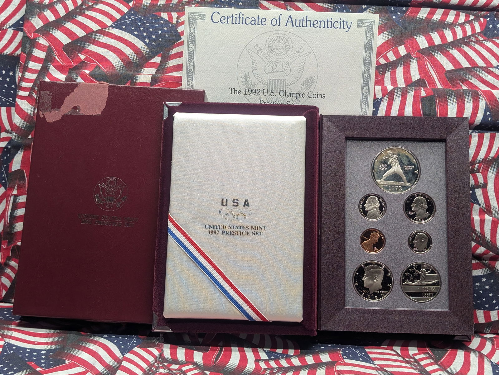 1992-S U.S. Mint Prestige Set in OGP w/ COA - Olympic Baseball Commem Silver Dollar (1 of 5)