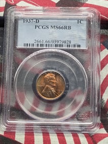 1937-D Lincoln Wheat Cent - PCGS MS66 RB