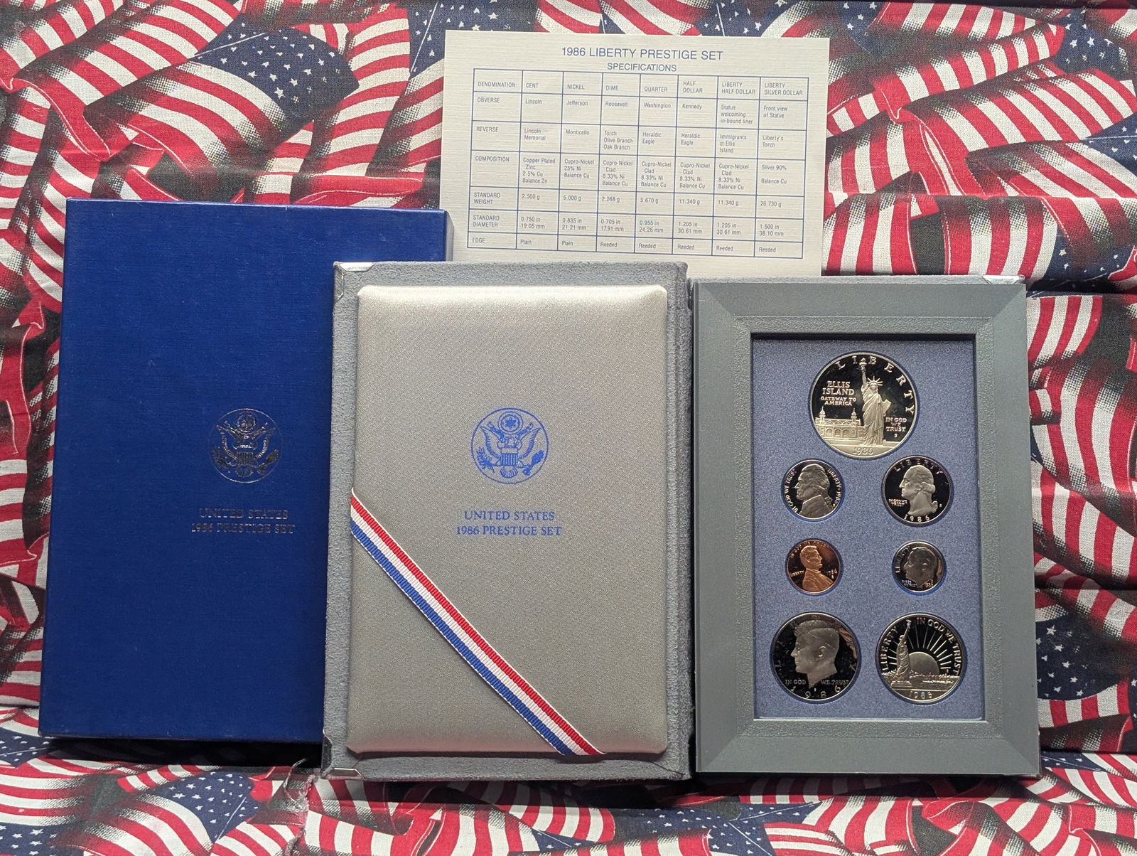 1986-S U.S. Mint Prestige Set in OGP w/ COA - Statue of Liberty Commem Silver Dollar (1 of 5)