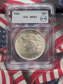 1922 Peace Silver Dollar - ICG Cert. MS63