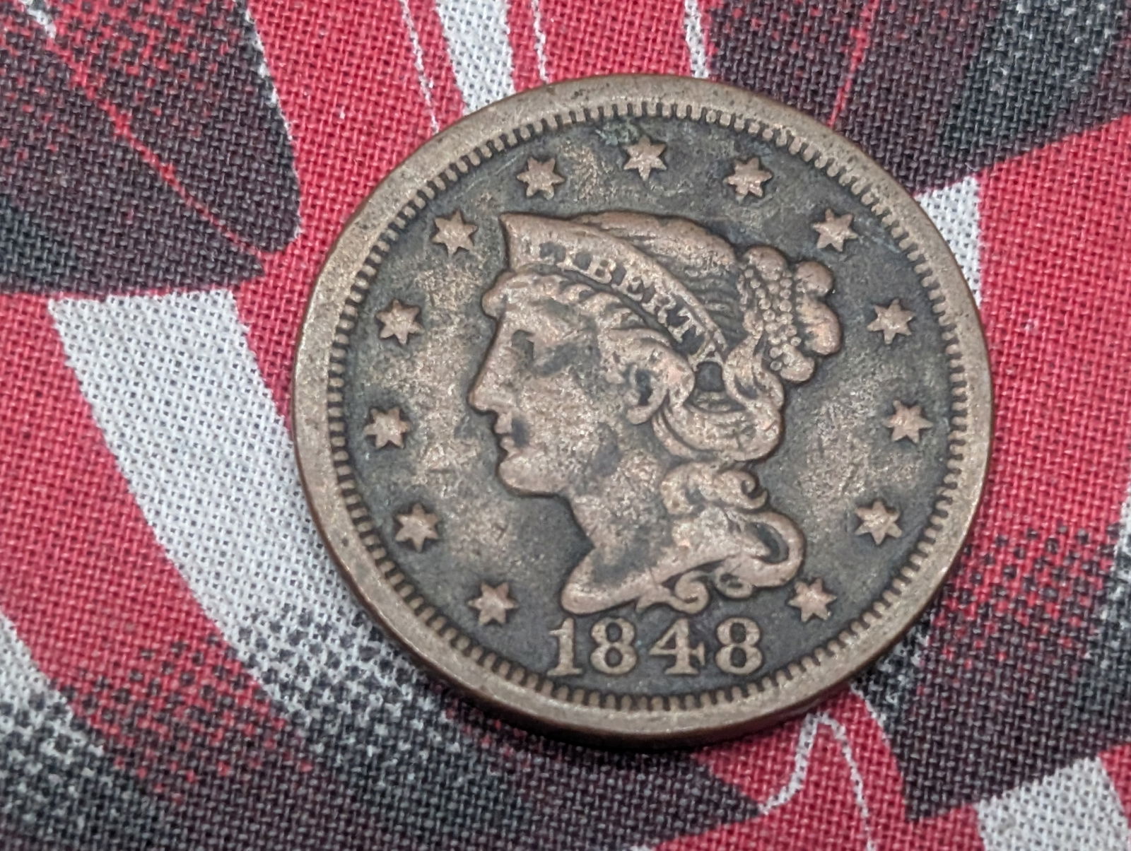 1848 Braided Hair Large Cent *FINE/VF* Modified Reverse! (1 of 2)
