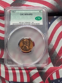1957 Lincoln Wheat Cent - CAC Cert. MS64 RD