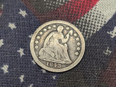 1843 w/ Stars Seated Liberty Half Dime w/Scratches