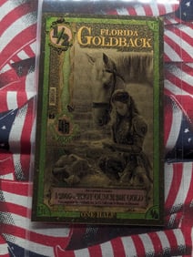 1/2000th Troy Oz. 24k PURE GOLD 2025 1/2 Dollar Florida Goldback