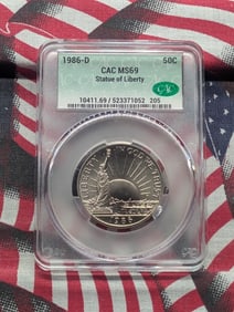 1986-D Statue of Liberty Commem Half Dollar - CAC Cert. MS69