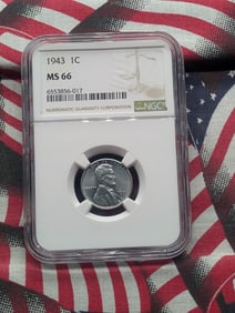 1943 Lincoln Steel Wheat Cent - NGC MS66