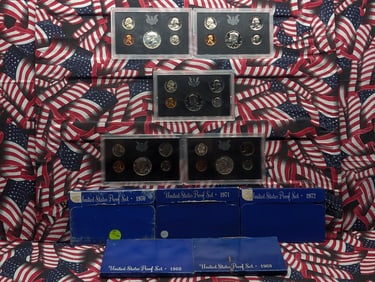1968-S, 1969-S, 1970-S, 1971-S & 1972-S U.S. Mint Proof Sets in OGP - #sets Have One 40% Kennedy