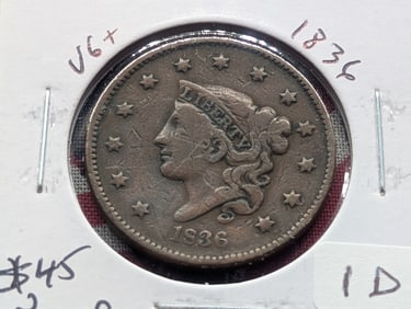 1836 Matron Head (Modified) Large Cent - 189 Years Old! - Lower Mintage!