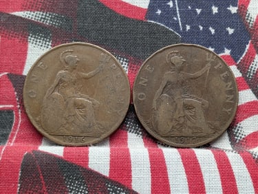 1916 & 1917 Great Britain Large Pennies