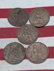 1931, 1935, 1936, 1937, & 1938 Great Britain Large Pennies