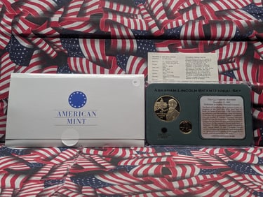 Abraham Lincoln Bicentennial Set with 1963 Proof Cent & 24K Gold Plated Commemorative Token