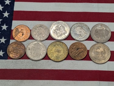 (10) Assorted Foreign Coins - Mixed Dates & Denominations