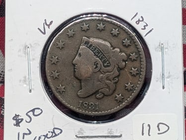 1831 Matron Head Large Cent - 194 Years Old! - Better Date!