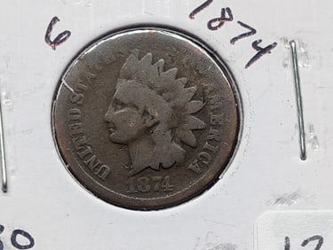 1874 Indian Head Penny - Better 1870's date!