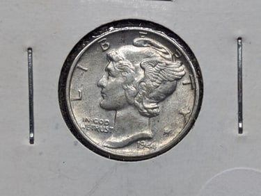 1944 Mercury Dime. 90% Silver. GEM BU. WWII Era