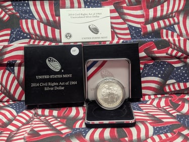 2014-P Civil Rights Act of 1964 Uncirculated 90% Silver Dollar with Box & COA