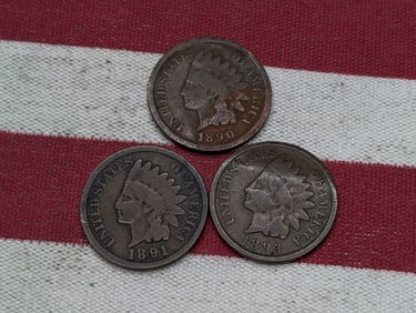 1890, 1891, & 1893 Indian Head Cents