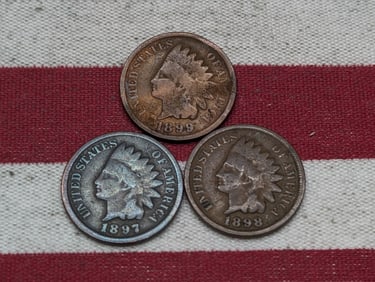 1897, 1898, & 1899 Indian Head Cents