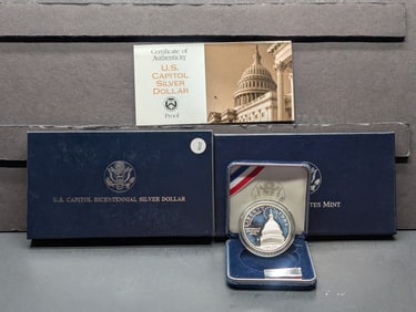 1994-S U.S. Capitol Silver Dollar in OGP w/ COA