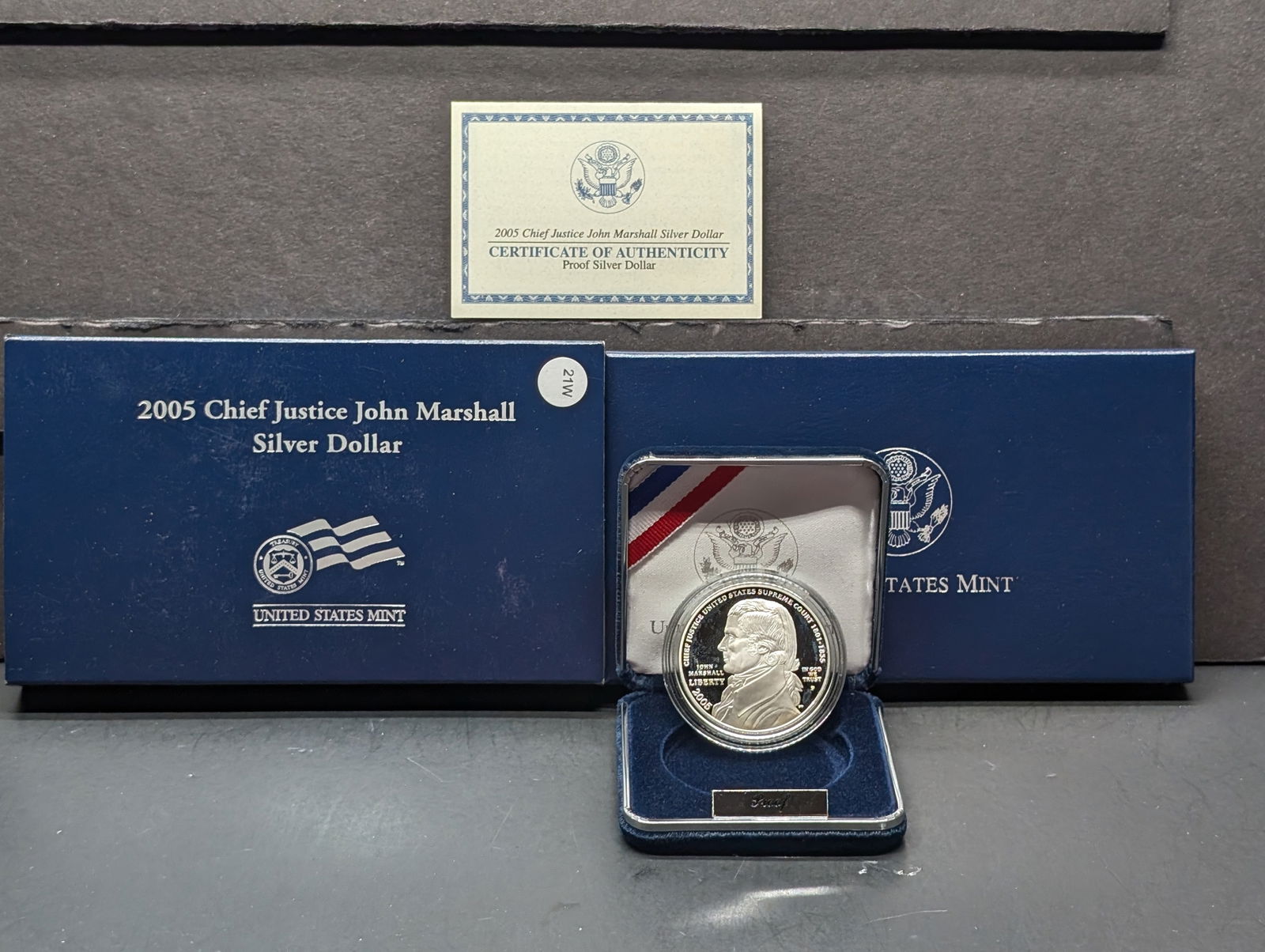 2005-P Chief Justice John Marshall Silver Dollar, in OGP w/ COA, 90% Silver: 2005-P Chief Justice John Marshall Silver Dollar, in OGP w/ COA, 90% Silver