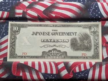 1944 Japanese Govt. 10 Peso Note. Tough WWII Era
